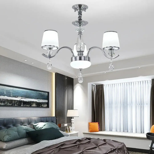 Elegant European Chrome Crystal Chandelier - A Postmodern Simple Fixture for Living Rooms, Dining Spaces, and Bedrooms - DecorGlobe