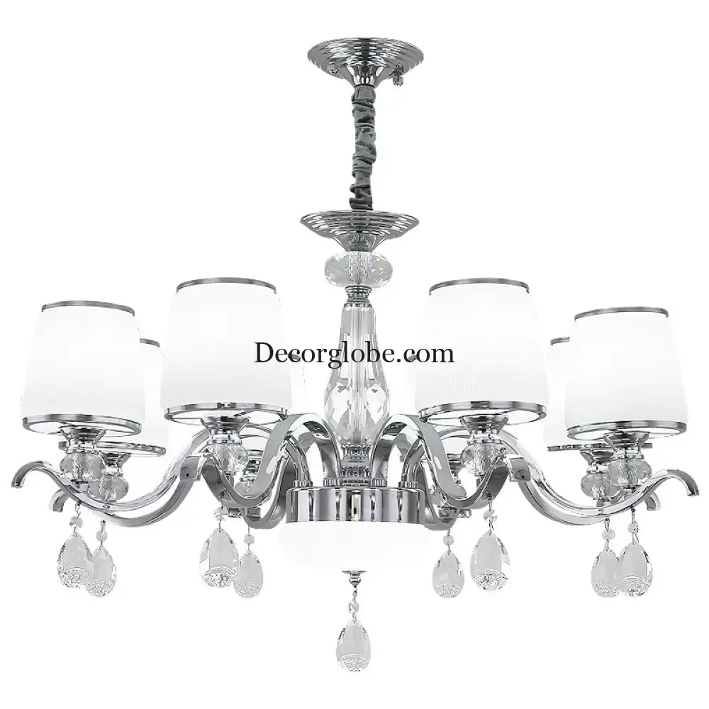 Elegant European Chrome Crystal Chandelier - A Postmodern Simple Fixture for Living Rooms, Dining Spaces, and Bedrooms - DecorGlobe