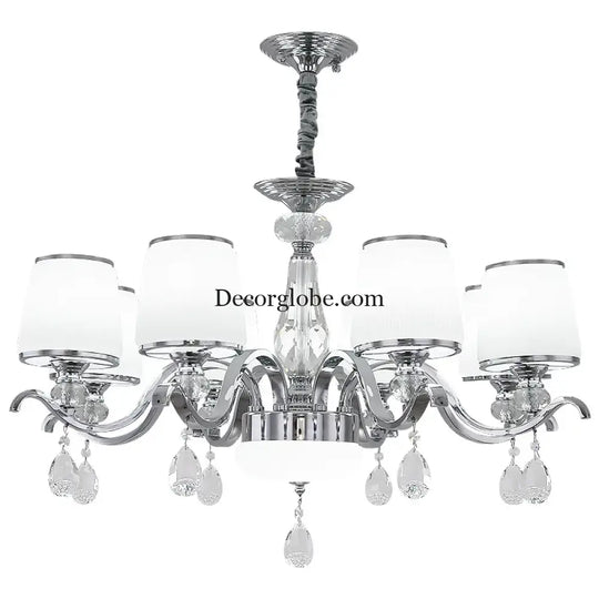 Elegant European Chrome Crystal Chandelier - A Postmodern Simple Fixture for Living Rooms, Dining Spaces, and Bedrooms - DecorGlobe