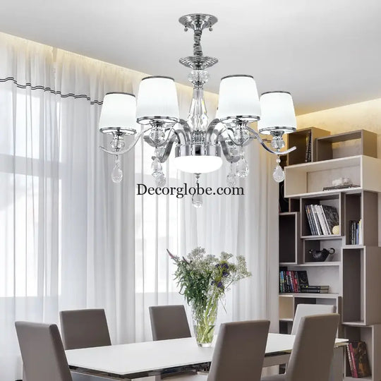 Elegant European Chrome Crystal Chandelier - A Postmodern Simple Fixture for Living Rooms, Dining Spaces, and Bedrooms - DecorGlobe