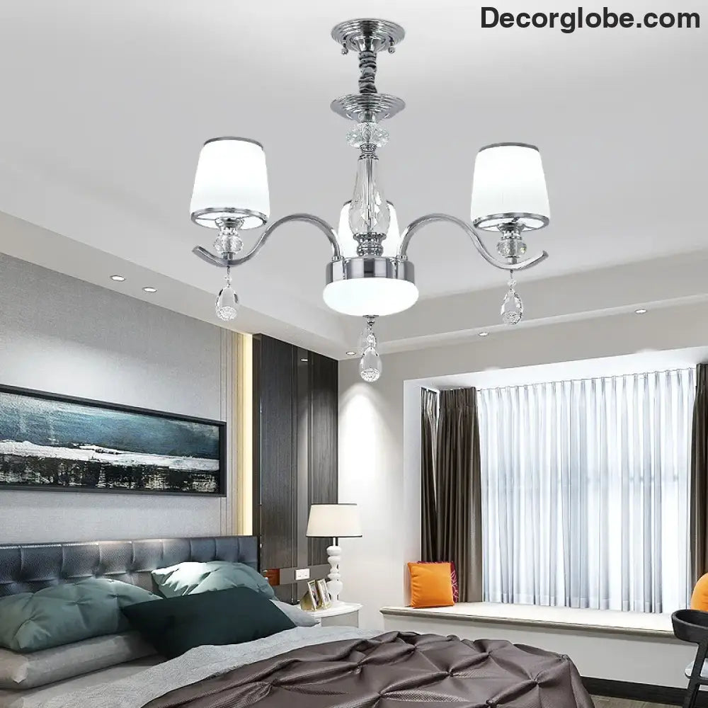 Elegant European Chrome Crystal Chandelier - A Postmodern Simple Fixture for Living Rooms, Dining Spaces, and Bedrooms - DecorGlobe