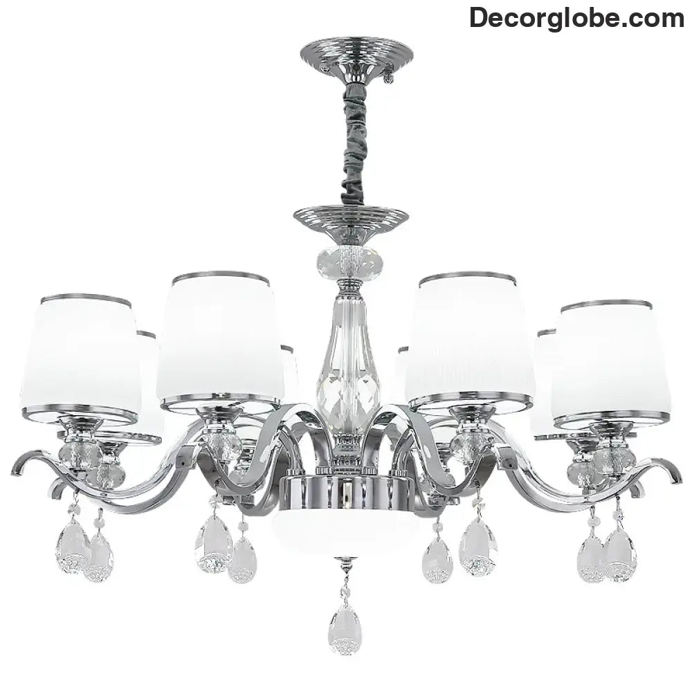 Elegant European Chrome Crystal Chandelier - A Postmodern Simple Fixture for Living Rooms, Dining Spaces, and Bedrooms - DecorGlobe