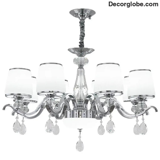 Elegant European Chrome Crystal Chandelier - A Postmodern Simple Fixture for Living Rooms, Dining Spaces, and Bedrooms - DecorGlobe