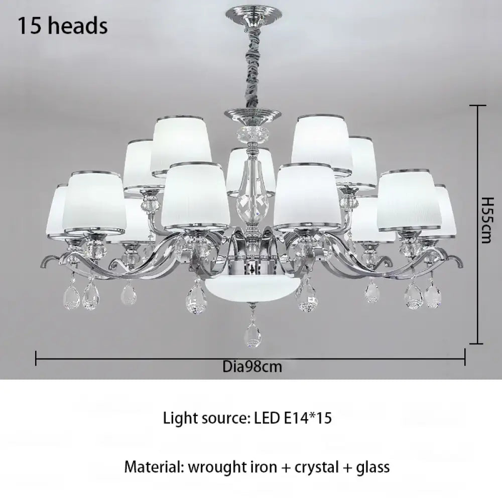 Elegant European Chrome Crystal Chandelier - A Postmodern Simple Fixture for Living Rooms, Dining Spaces, and Bedrooms - DecorGlobe