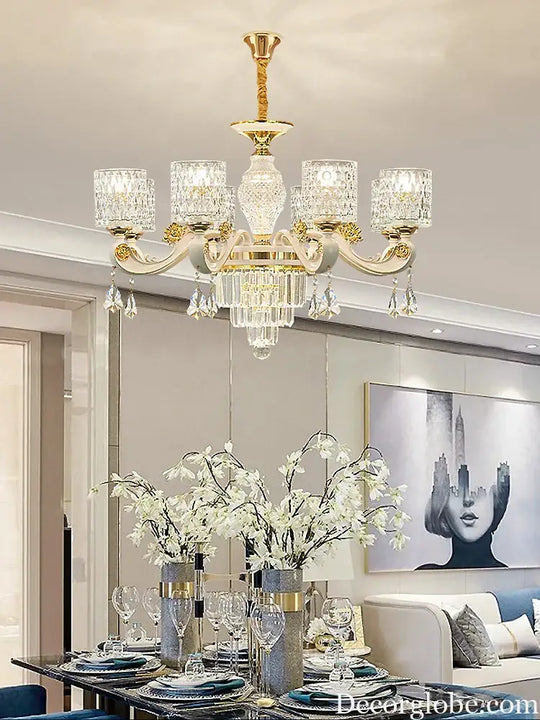 Elegant European Style Crystal Chandelier - A Light Luxury Atmosphere Fixture for Living Rooms, Bedrooms, Dining Areas, and Villas - DecorGlobe