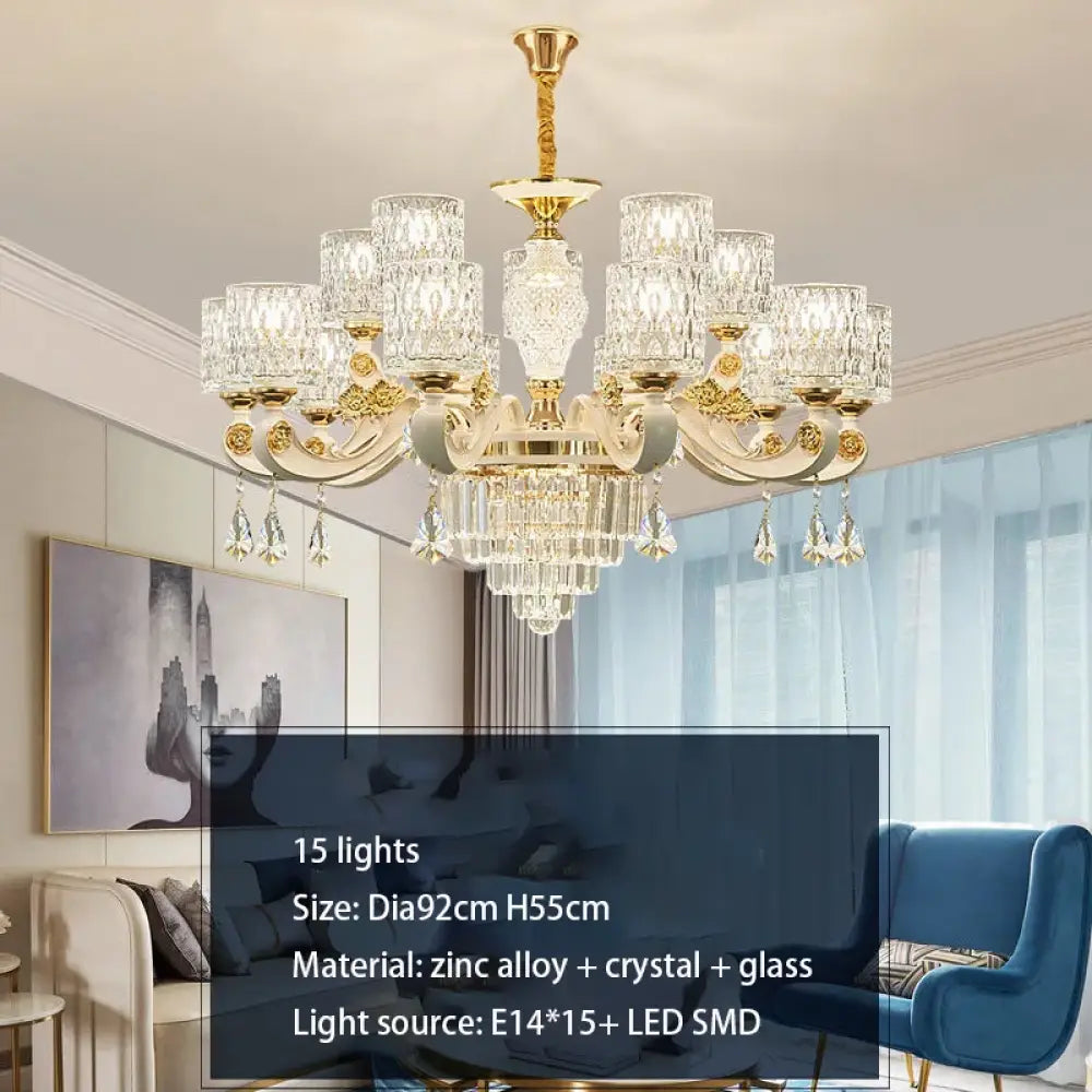 Elegant European Style Crystal Chandelier - A Light Luxury Atmosphere Fixture for Living Rooms, Bedrooms, Dining Areas, and Villas - DecorGlobe