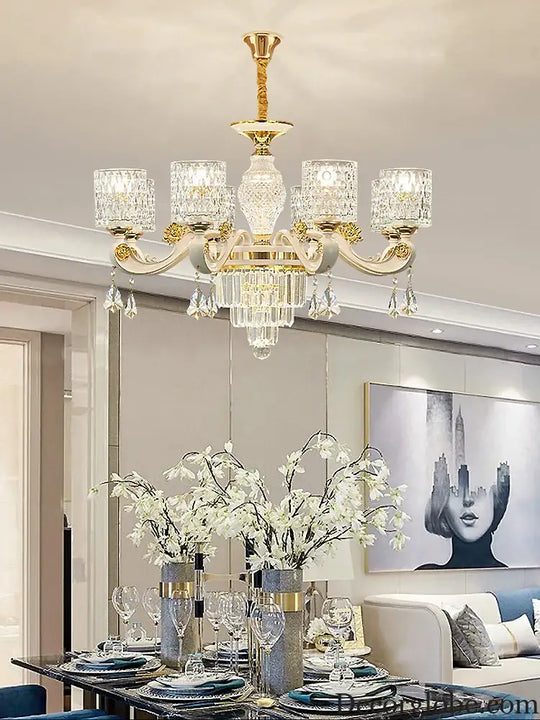 Elegant European Style Crystal Chandelier - A Light Luxury Atmosphere Fixture for Living Rooms, Bedrooms, Dining Areas, and Villas - DecorGlobe