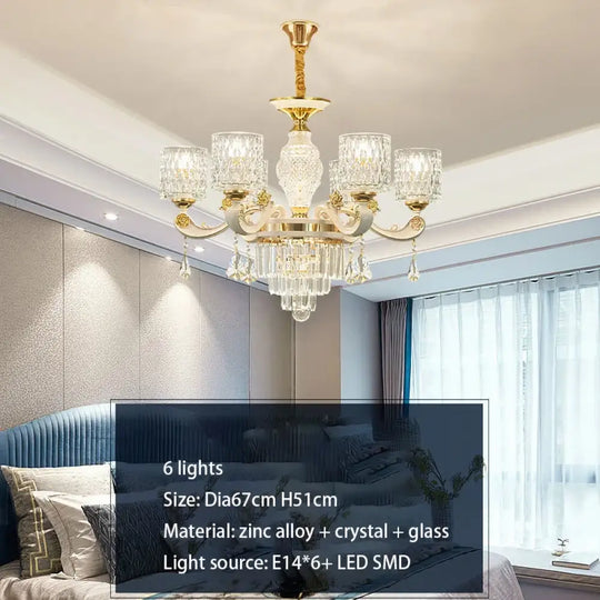Elegant European Style Crystal Chandelier - A Light Luxury Atmosphere Fixture for Living Rooms, Bedrooms, Dining Areas, and Villas - DecorGlobe