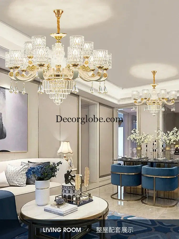Elegant European Style Crystal Chandelier - A Light Luxury Atmosphere Fixture for Living Rooms, Bedrooms, Dining Areas, and Villas - DecorGlobe