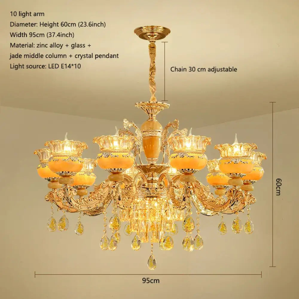 Elegant European Style Crystal Chandelier - A Luxurious Jade-Inspired Main Lamp for Living Rooms, Bedrooms, and Hallways - DecorGlobe