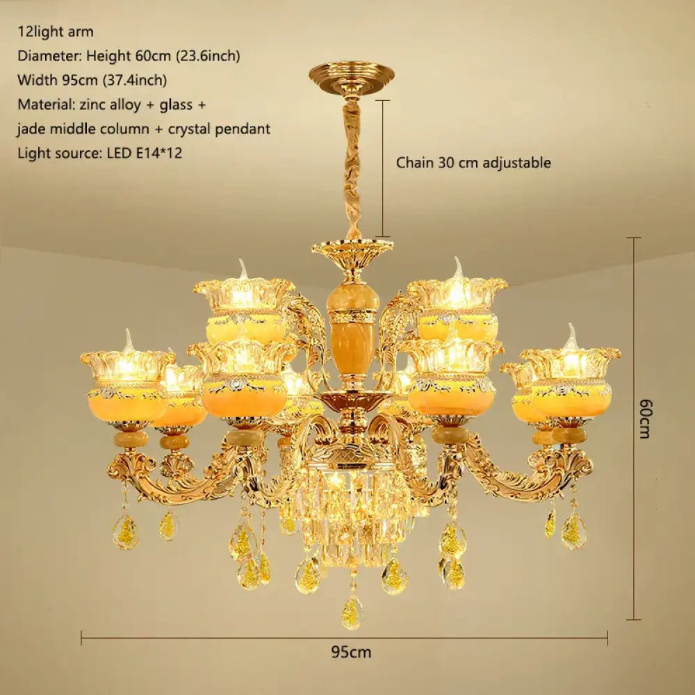 Elegant European Style Crystal Chandelier - A Luxurious Jade-Inspired Main Lamp for Living Rooms, Bedrooms, and Hallways - DecorGlobe