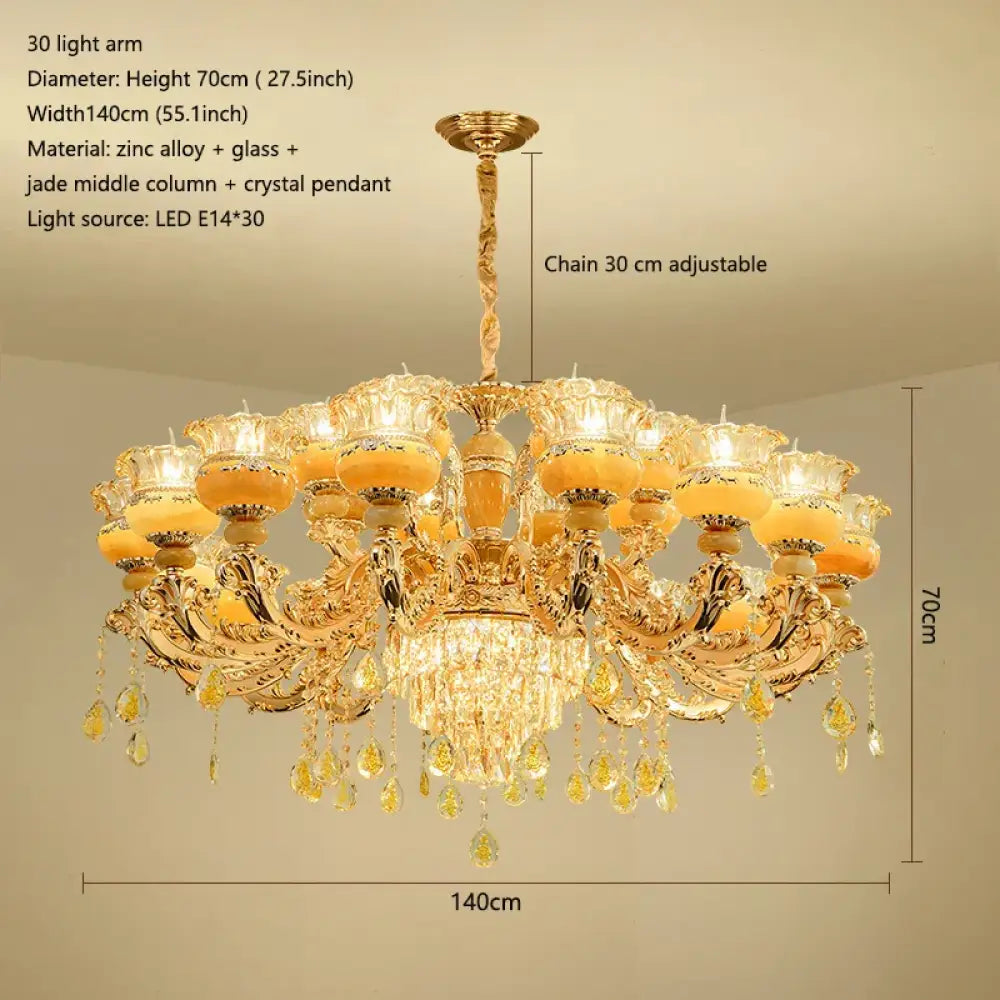 Elegant European Style Crystal Chandelier - A Luxurious Jade-Inspired Main Lamp for Living Rooms, Bedrooms, and Hallways - DecorGlobe