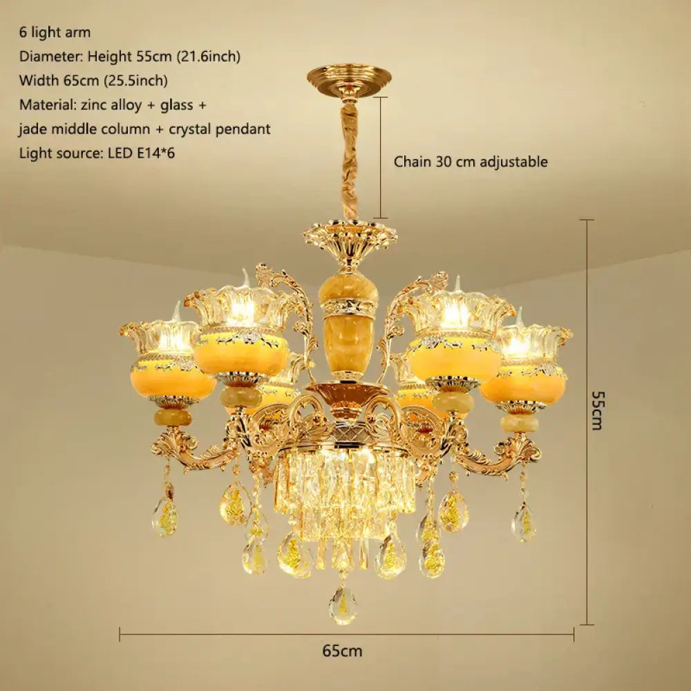 Elegant European Style Crystal Chandelier - A Luxurious Jade-Inspired Main Lamp for Living Rooms, Bedrooms, and Hallways - DecorGlobe