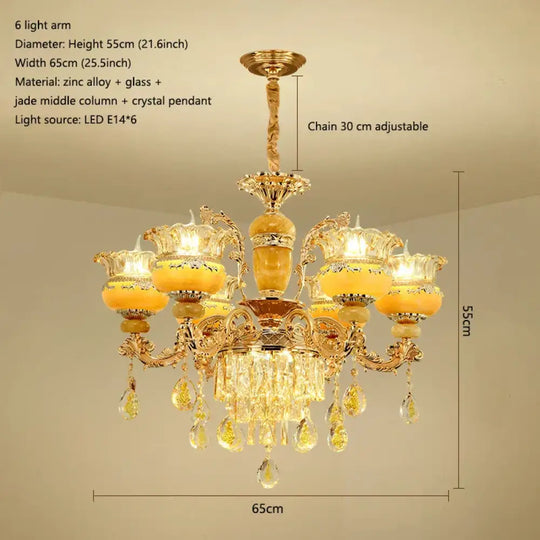 Elegant European Style Crystal Chandelier - A Luxurious Jade-Inspired Main Lamp for Living Rooms, Bedrooms, and Hallways - DecorGlobe