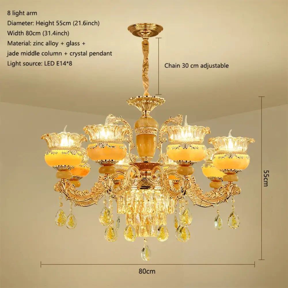 Elegant European Style Crystal Chandelier - A Luxurious Jade-Inspired Main Lamp for Living Rooms, Bedrooms, and Hallways - DecorGlobe
