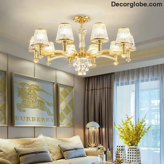 Elegant European Style Crystal Chandelier - A Modern Light Luxury Fixture for Living Rooms, Bedrooms, and Dining Areas - DecorGlobe