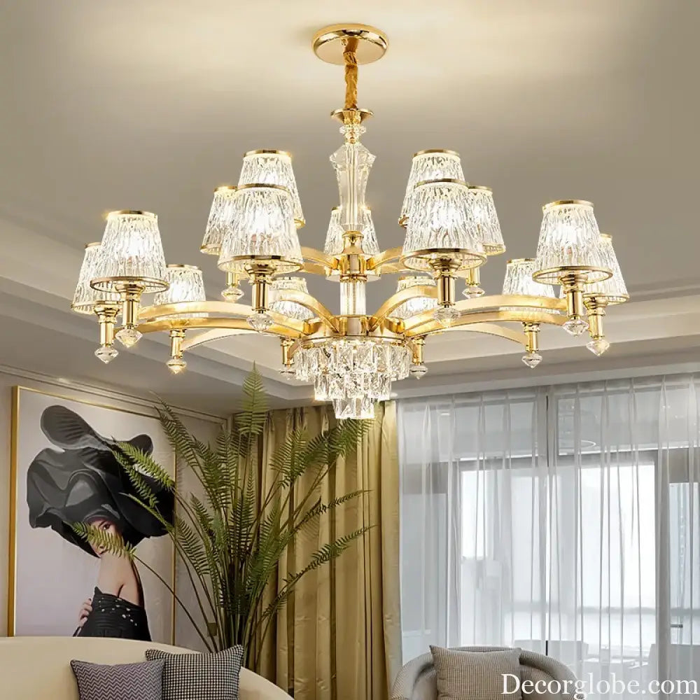 Elegant European Style Crystal Chandelier - A Modern Light Luxury Fixture for Living Rooms, Bedrooms, and Dining Areas - DecorGlobe