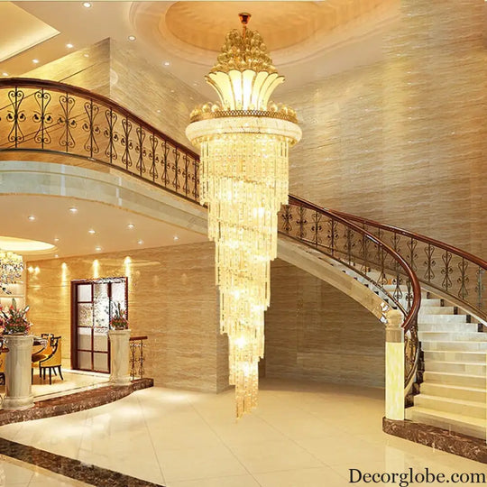 Elegant European-Style Crystal Chandelier - Ideal for Duplex Buildings, Hotel Villas, and Grand Staircases - DecorGlobe
