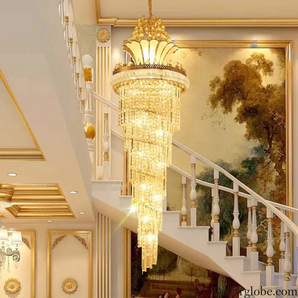 Elegant European-Style Crystal Chandelier - Ideal for Duplex Buildings, Hotel Villas, and Grand Staircases - DecorGlobe
