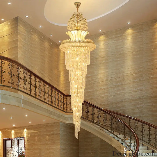 Elegant European-Style Crystal Chandelier - Ideal for Duplex Buildings, Hotel Villas, and Grand Staircases - DecorGlobe
