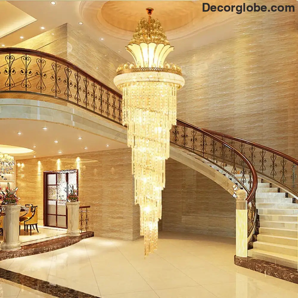 Elegant European-Style Crystal Chandelier - Ideal for Duplex Buildings, Hotel Villas, and Grand Staircases - DecorGlobe