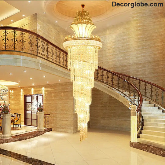 Elegant European-Style Crystal Chandelier - Ideal for Duplex Buildings, Hotel Villas, and Grand Staircases - DecorGlobe