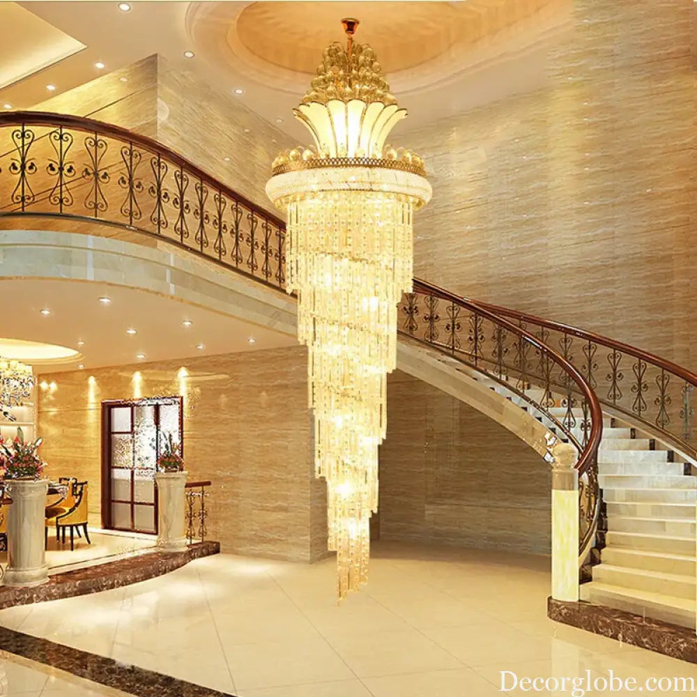 Elegant European-Style Crystal Chandelier - Ideal for Duplex Buildings, Hotel Villas, and Grand Staircases - DecorGlobe