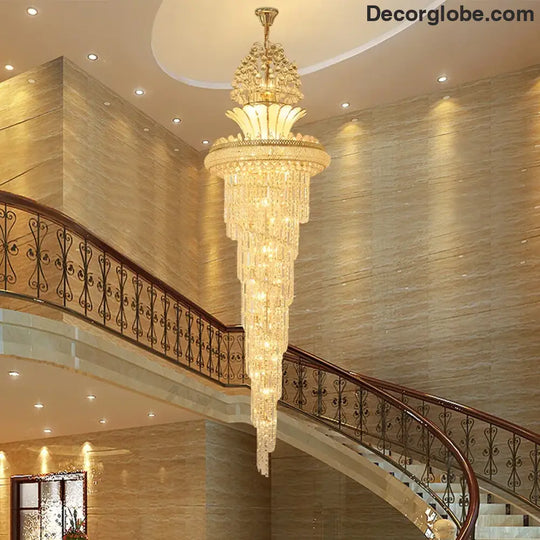 Elegant European-Style Crystal Chandelier - Ideal for Duplex Buildings, Hotel Villas, and Grand Staircases - DecorGlobe