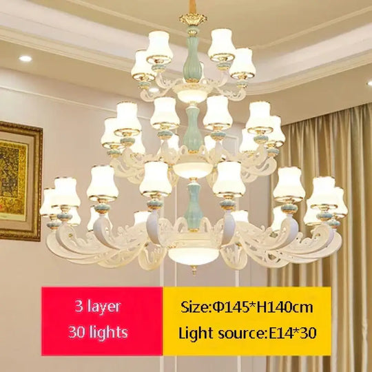 Elegant European-Style Duplex Building Chandelier - Ideal for Villa Living Rooms, Grand Halls, and Stairwells - DecorGlobe