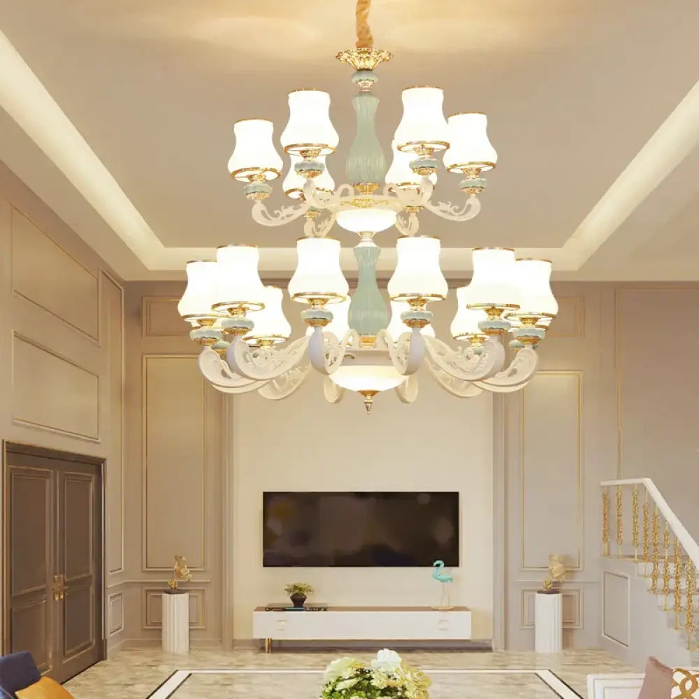 Elegant European-Style Duplex Building Chandelier - Ideal for Villa Living Rooms, Grand Halls, and Stairwells - DecorGlobe