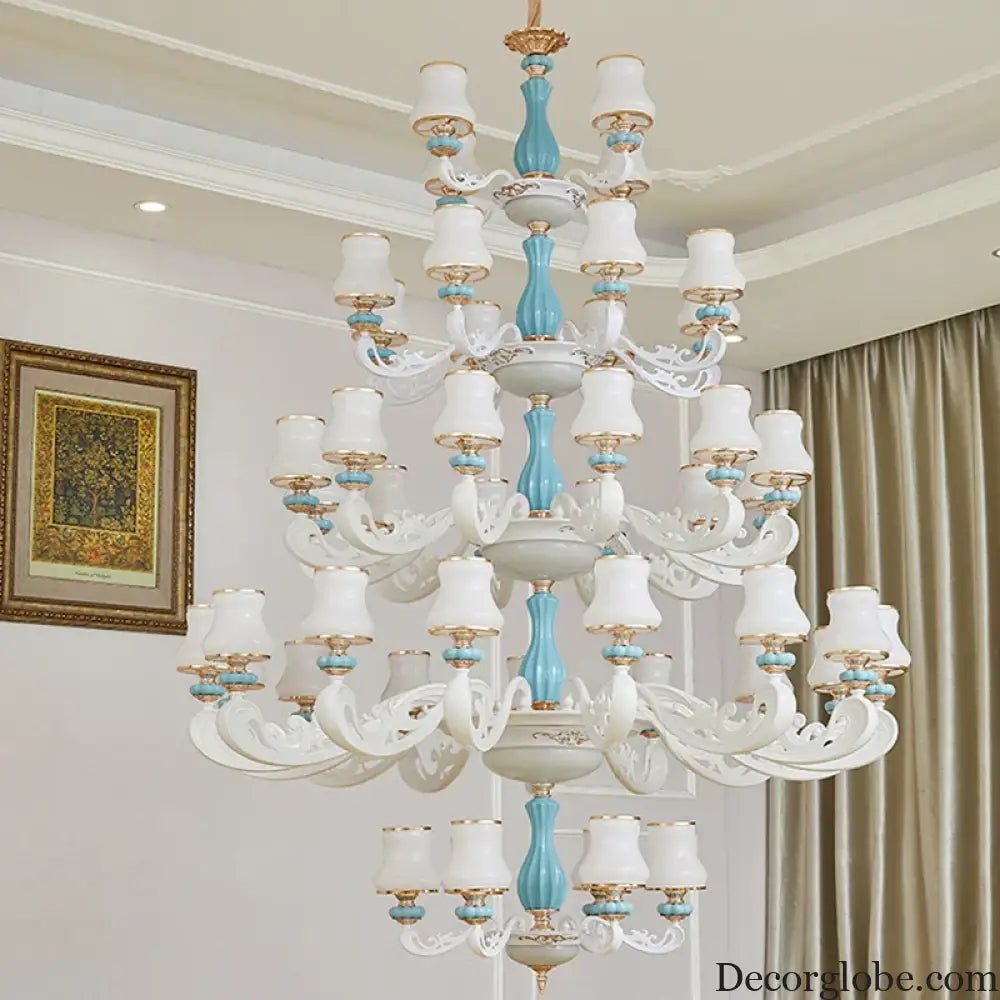 Elegant European-Style Duplex Building Chandelier - Ideal for Villa Living Rooms, Grand Halls, and Stairwells - DecorGlobe