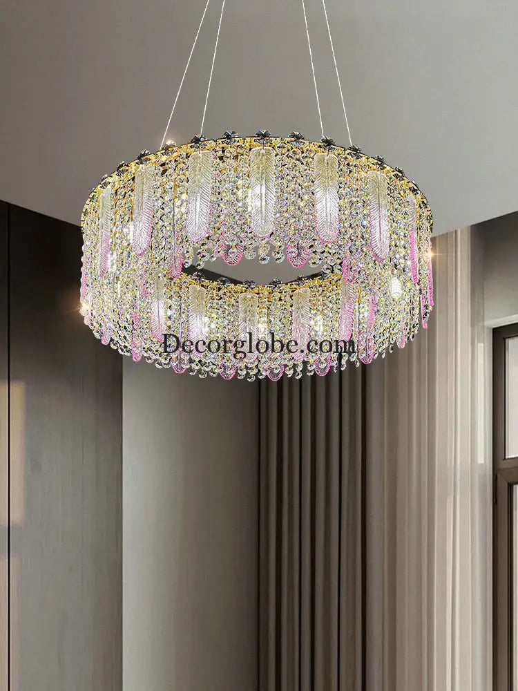 Elegant Feather Crystal Chandelier - A Light Luxury Masterpiece for Bedrooms, Living Rooms, Restaurants, and Villas - DecorGlobe
