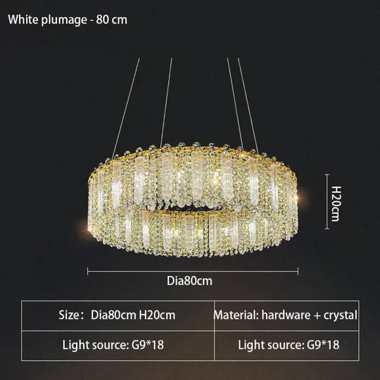 Elegant Feather Crystal Chandelier - A Light Luxury Masterpiece for Bedrooms, Living Rooms, Restaurants, and Villas - DecorGlobe