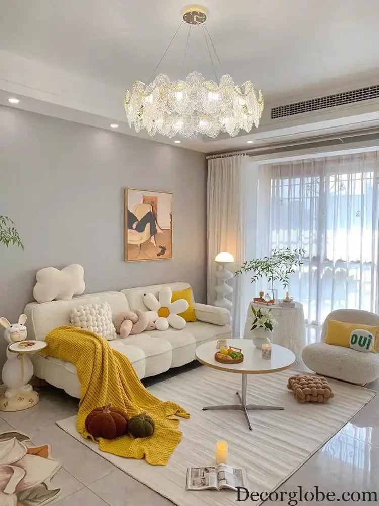 Elegant French Light Luxury Glass Chandelier - Modern Golden Rectangular Dining Room and Living Room Lighting Fixture - DecorGlobe