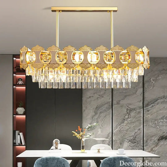 Elegant Golden Crystal Chandelier - Perfect for Master Bedrooms, Living Rooms, and Dining Rooms, Creating an Atmosphere of Simplicity and Light Luxury - DecorGlobe