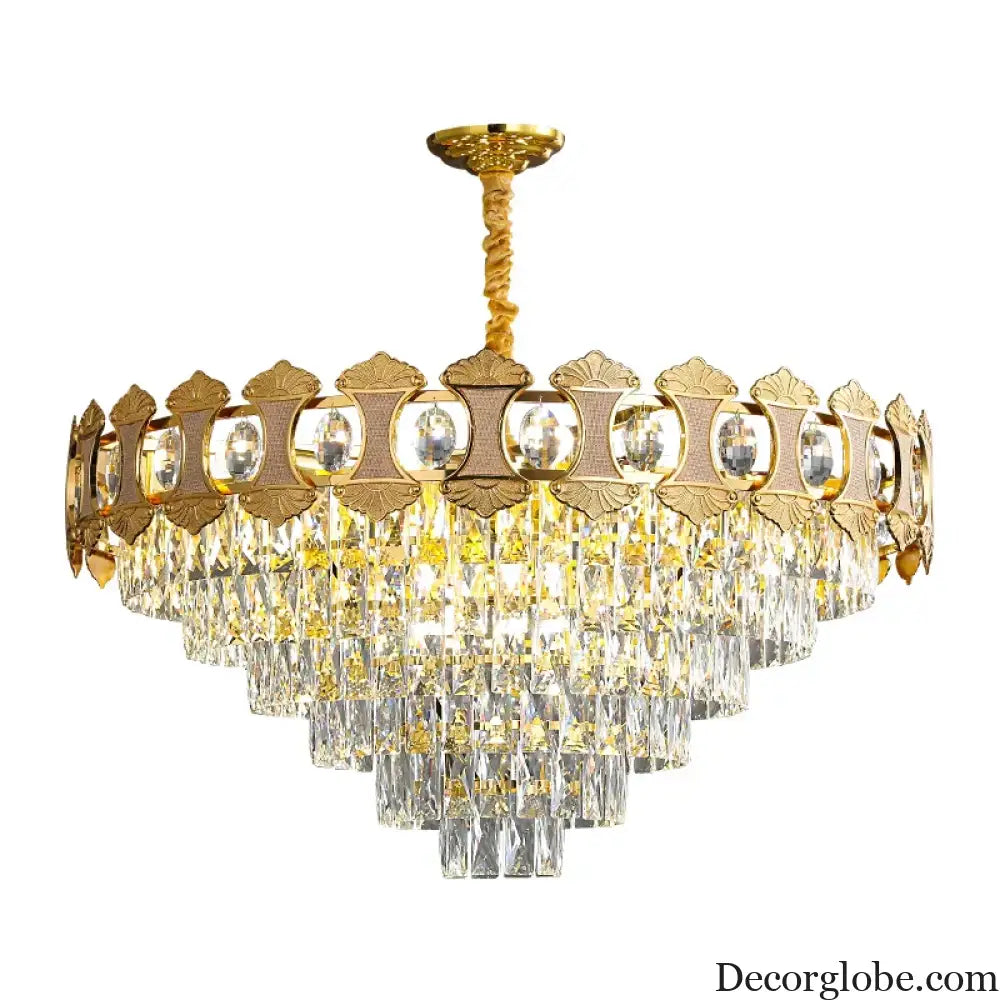 Elegant Golden Crystal Chandelier - Perfect for Master Bedrooms, Living Rooms, and Dining Rooms, Creating an Atmosphere of Simplicity and Light Luxury - DecorGlobe