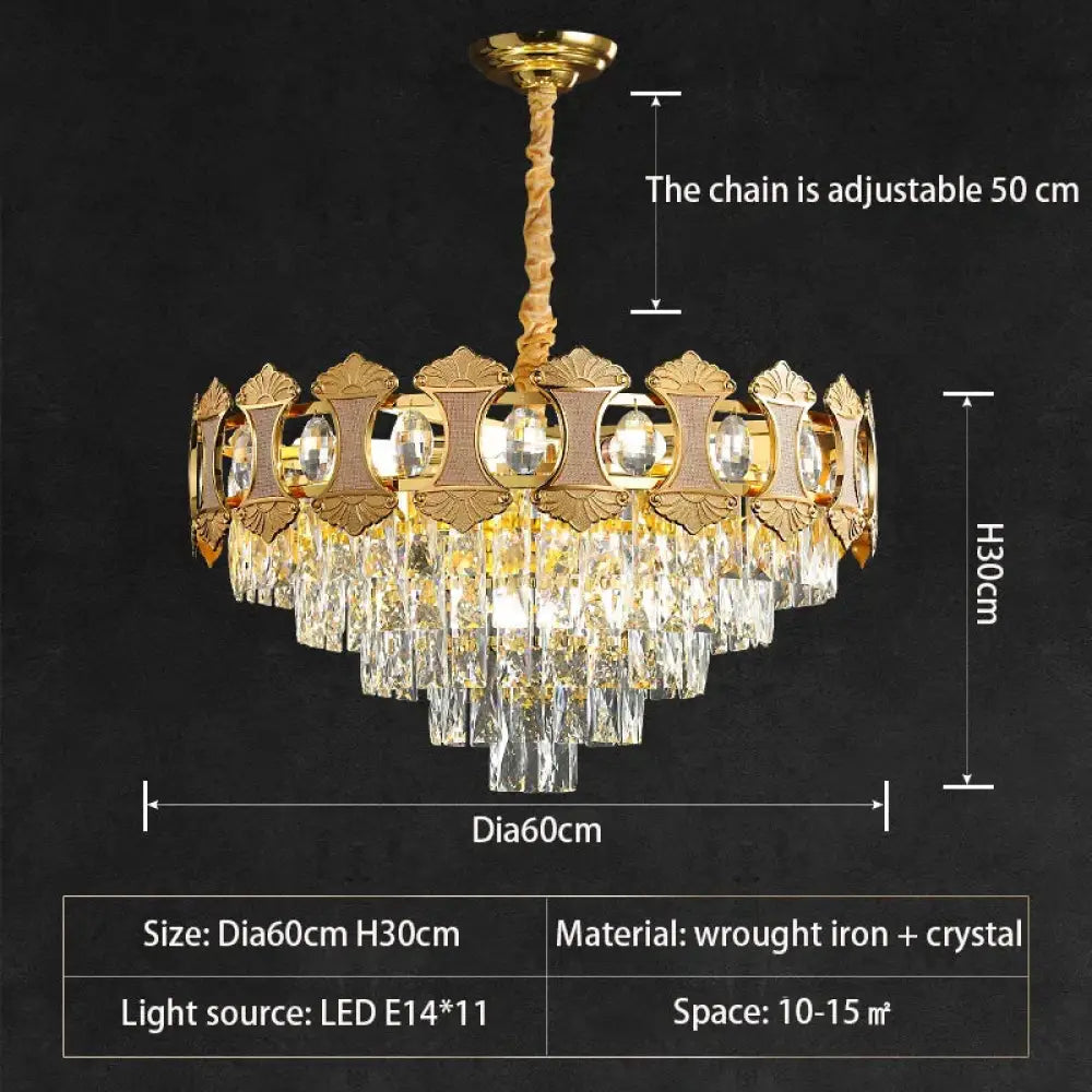 Elegant Golden Crystal Chandelier - Perfect for Master Bedrooms, Living Rooms, and Dining Rooms, Creating an Atmosphere of Simplicity and Light Luxury - DecorGlobe