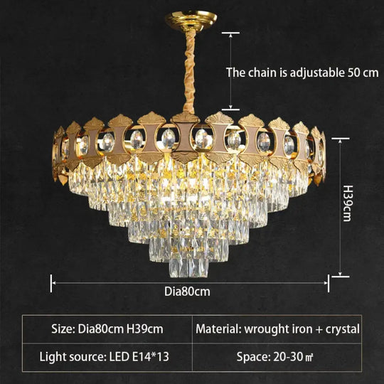 Elegant Golden Crystal Chandelier - Perfect for Master Bedrooms, Living Rooms, and Dining Rooms, Creating an Atmosphere of Simplicity and Light Luxury - DecorGlobe