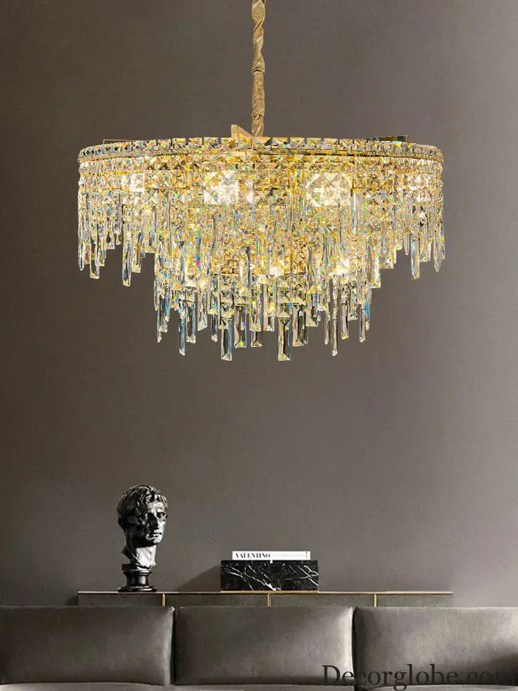 Elegant Golden Round Chandelier - A Creative New Design for Living Rooms, Dining Rooms, and More - DecorGlobe