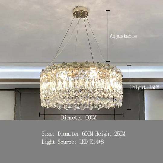 Elegant LED E14 Postmodern Gold Chandelier - A Ring Tassel Crystal Fixture for Dining Rooms, Adding Luminescent Luxury - DecorGlobe