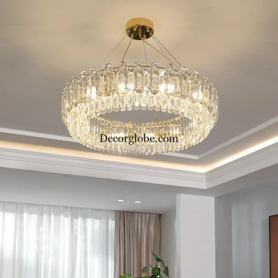 Elegant LED Transparent Crystal Chandelier - A Modern Light Luxury Fixture for Living Room Decor - DecorGlobe