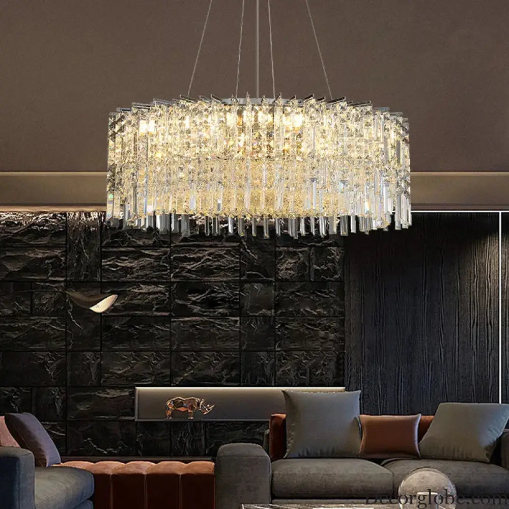 Elegant Modern Crystal Chrome Chandelier - A Luxury Glossy Fixture for Living Rooms, Bedrooms, and Dining Room Decor - DecorGlobe