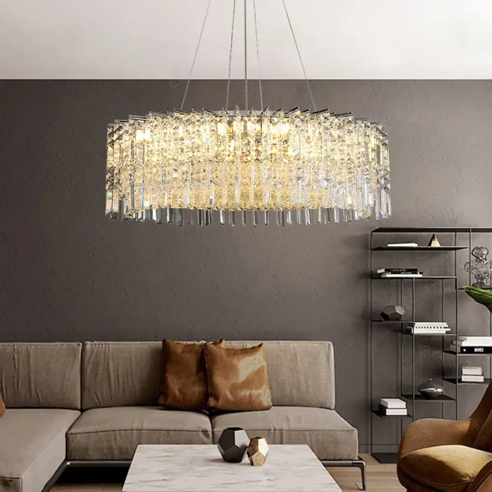 Elegant Modern Crystal Chrome Chandelier - A Luxury Glossy Fixture for Living Rooms, Bedrooms, and Dining Room Decor - DecorGlobe