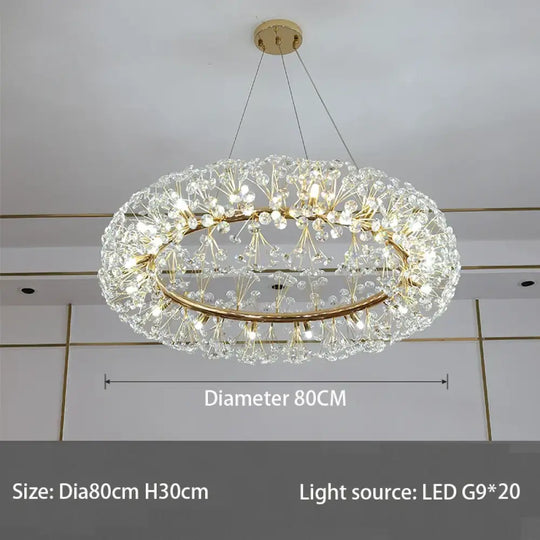 Elegant Modern Gold K9 Crystal Hanging Chandelier - A Luxury LED Fixture for Living and Dining Spaces - DecorGlobe