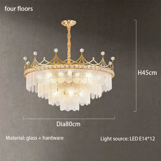 Elegant Modern Minimalist Crown K9 Crystal Chandelier - A Round Golden Fixture for Living Rooms and Bedrooms - DecorGlobe