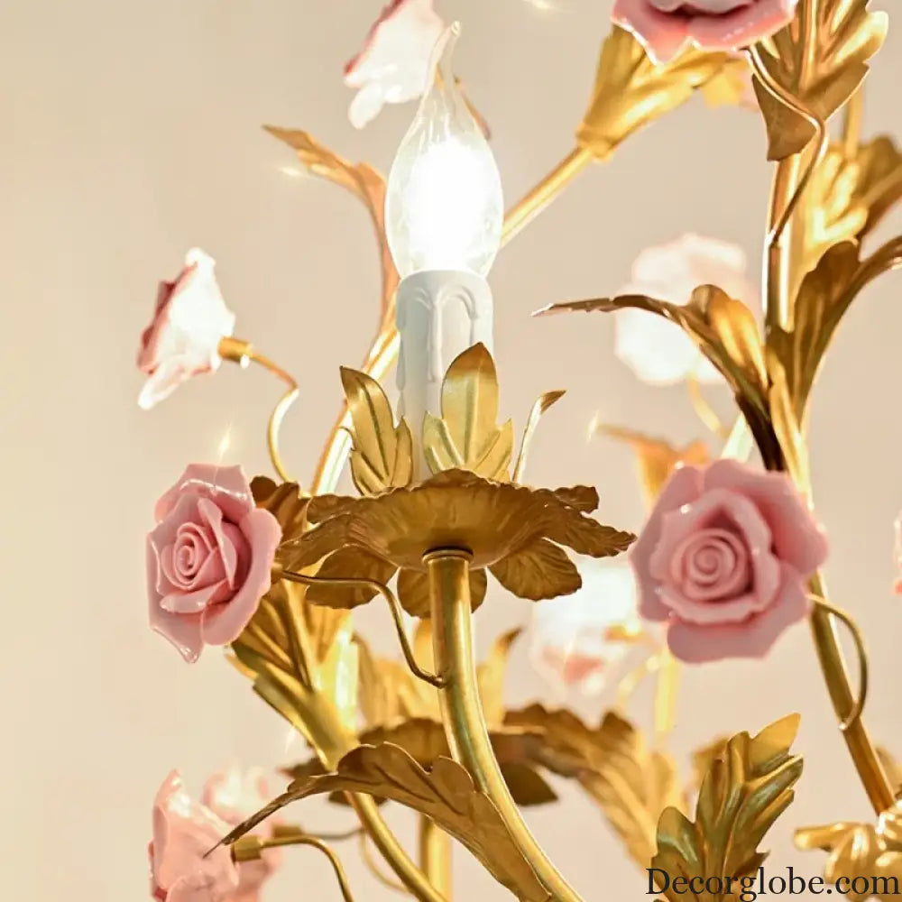 Elegant Nordic Rose Copper Chandelier - LED Illumination for Luxury Living - DecorGlobe