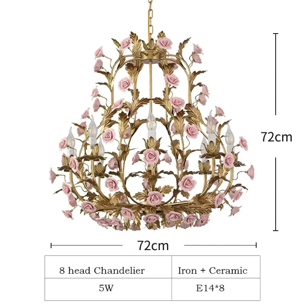 Elegant Nordic Rose Copper Chandelier - LED Illumination for Luxury Living - DecorGlobe