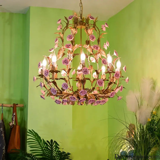 Elegant Nordic Rose Copper Chandelier - LED Illumination for Luxury Living - DecorGlobe