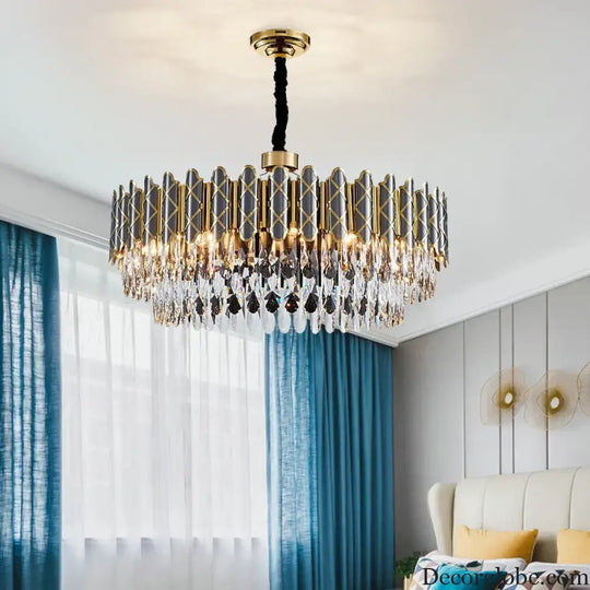 Elegant Post-Modern Black Crystal Chandelier - A Simple Atmosphere Fixture for Living Rooms, Bedrooms, and Dining Spaces - DecorGlobe