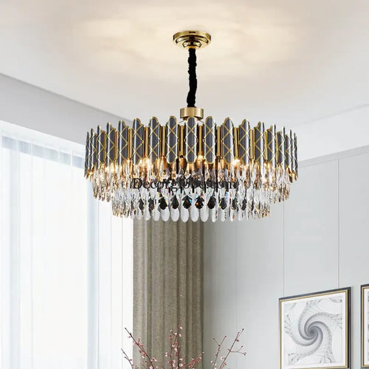 Elegant Post-Modern Black Crystal Chandelier - A Simple Atmosphere Fixture for Living Rooms, Bedrooms, and Dining Spaces - DecorGlobe